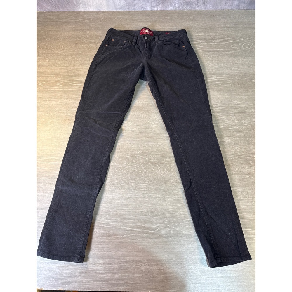 Lucky Brand Zoe Skinny Corduroy Pants Women 8/29 Charcoal Black Low Rise Stretch